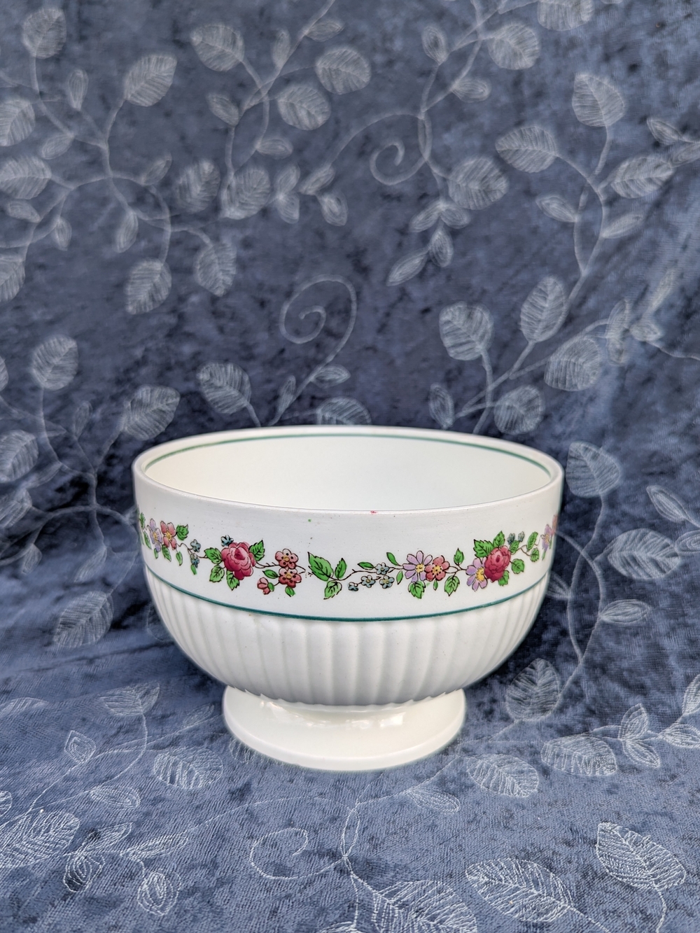 Vintage Wedgwood Belmar Sugar Bowl Floral Garland Footed 4.5 Inch Cottagecore